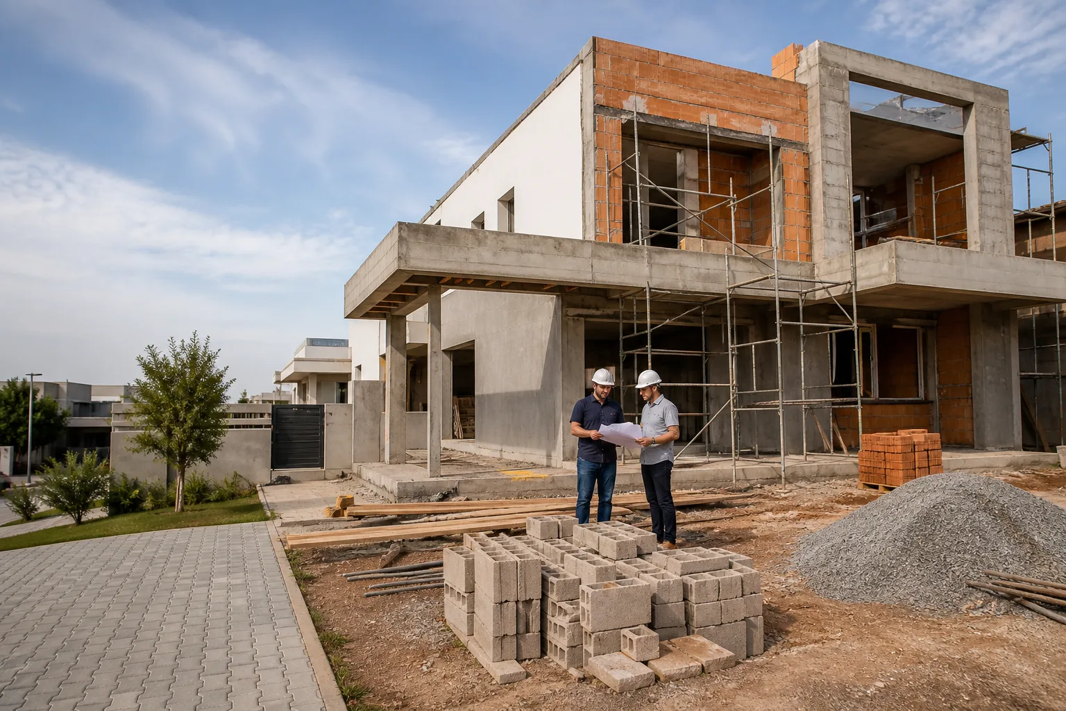 Construção residencial completa com estrutura em destaque no DF