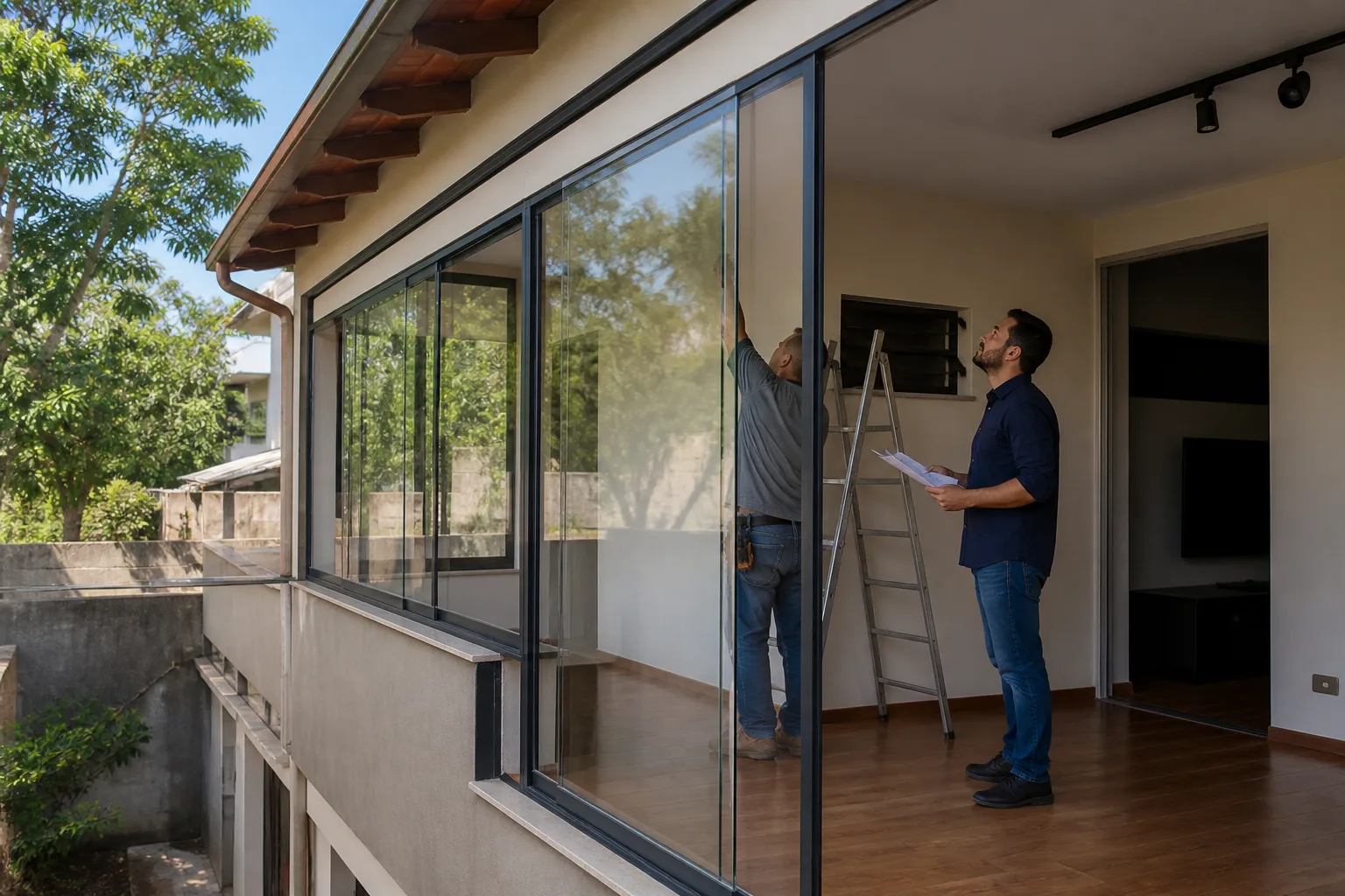 Reforma de varanda com fechamento em vidro no Núcleo Bandeirante