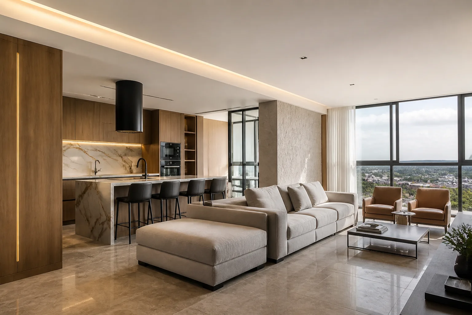 Reforma completa de apartamento de alto padrão no Sudoeste com living integrado e acabamentos nobres